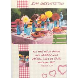 Postkarte zum Geburtstag - Gedeckter Tisch